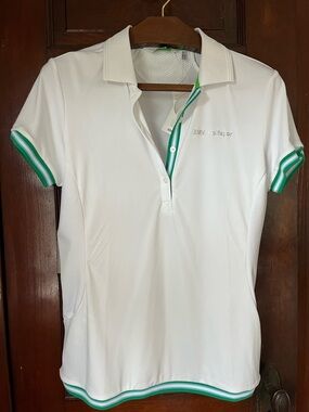 BMW White Polo with Green Accent
